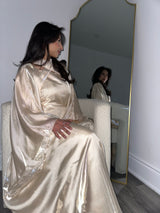 Criss-Cross Neck Butterfly Abaya - Cream