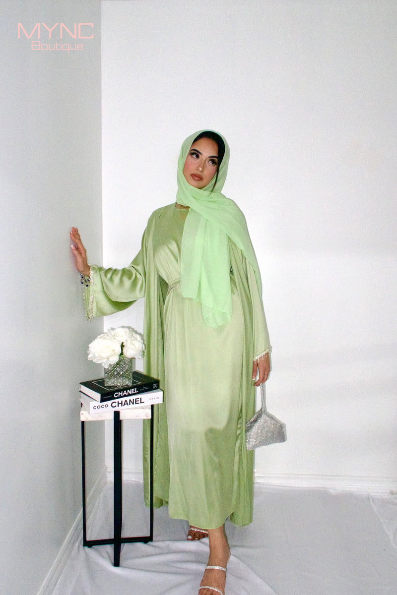 Enaya 4-Piece Abaya Set in Lime