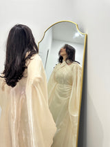 Criss-Cross Neck Butterfly Abaya - Cream