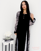 Ruha Abaya in Black/White Marble With Matching Hijab