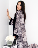 Ruha Abaya in Black/White Marble With Matching Hijab