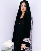 Ruha Abaya in Black/White Marble With Matching Hijab
