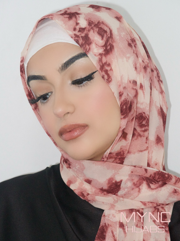 Printed Chiffon Hijab - Deep Floral