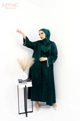 Rehana Crystal Abaya Set in Emerald Green