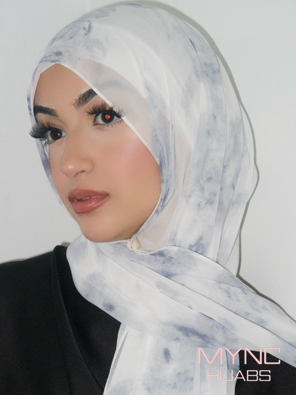 Printed Chiffon Hijab - Sea Waves