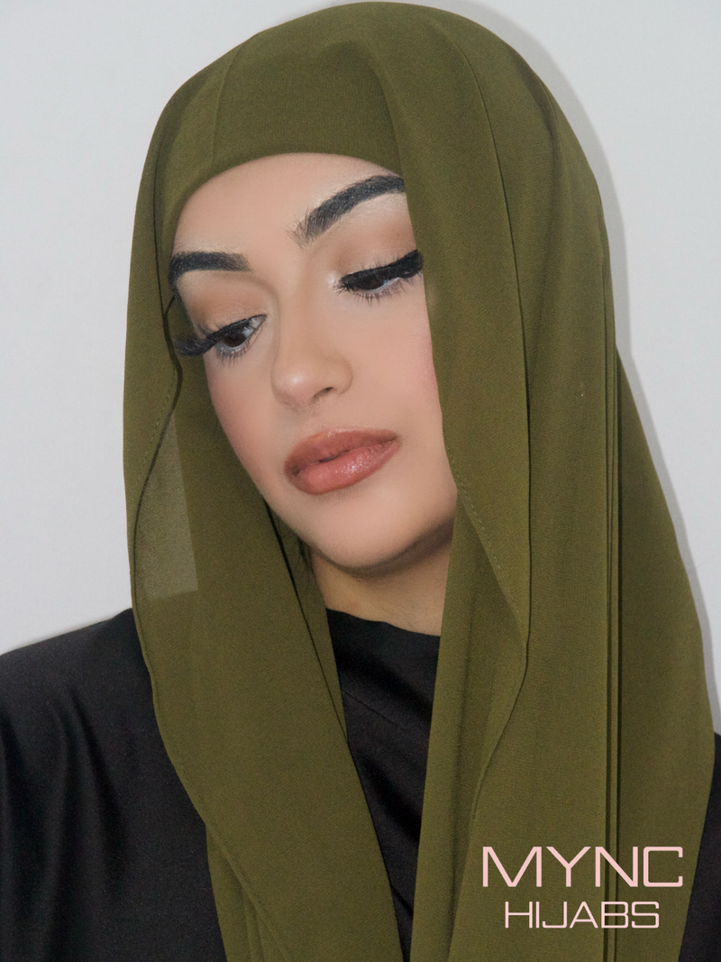 Instant Chiffon Hijab - Olive Glow