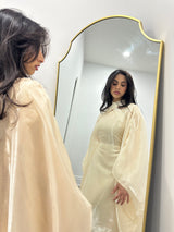 Criss-Cross Neck Butterfly Abaya - Cream