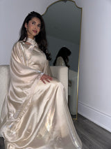 Criss-Cross Neck Butterfly Abaya - Cream