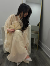 Criss-Cross Neck Butterfly Abaya - Cream