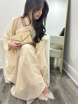 Criss-Cross Neck Butterfly Abaya - Cream