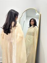 Criss-Cross Neck Butterfly Abaya - Cream