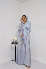 Rehana Crystal Abaya Set in Ice Blue