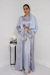 Rehana Crystal Abaya Set in Ice Blue