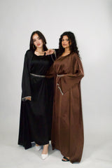 Rehana Crystal Abaya Set in Brown