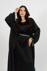 Rehana Crystal Abaya Set in Black