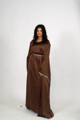Rehana Crystal Abaya Set in Brown