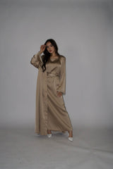 Rehana Crystal Abaya Set in Champagne