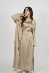 Rehana Crystal Abaya Set in Champagne
