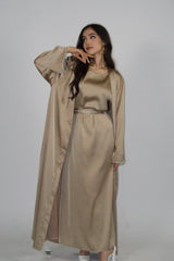 Rehana Crystal Abaya Set in Champagne