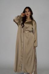Rehana Crystal Abaya Set in Champagne