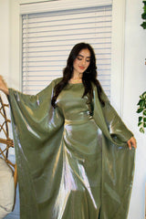 Saya Butterfly Abaya - Dark Sage