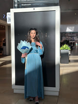 Rehana Crystal Abaya Set in Peacock Blue