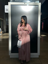 Rehana Crystal Abaya Set in Baby Pink