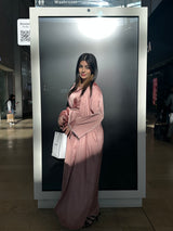 Rehana Crystal Abaya Set in Baby Pink