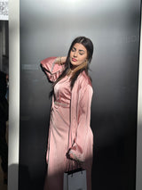 Rehana Crystal Abaya Set in Baby Pink