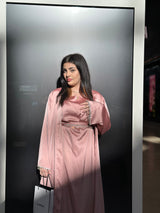 Rehana Crystal Abaya Set in Baby Pink