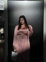 Rehana Crystal Abaya Set in Baby Pink