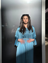Rehana Crystal Abaya Set in Peacock Blue