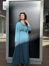 Rehana Crystal Abaya Set in Peacock Blue