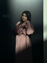 Rehana Crystal Abaya Set in Baby Pink