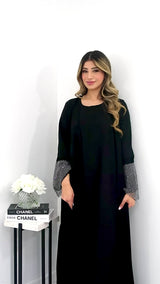 Daniya Crystal Sleeve Abaya in Black
