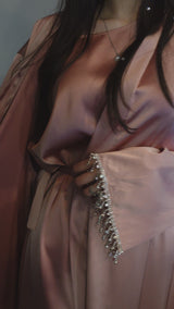 Rehana Crystal Abaya Set in Baby Pink