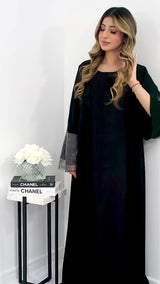 Daniya Crystal Sleeve Abaya in Black