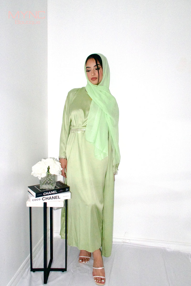 Enaya 4-Piece Abaya Set in Lime