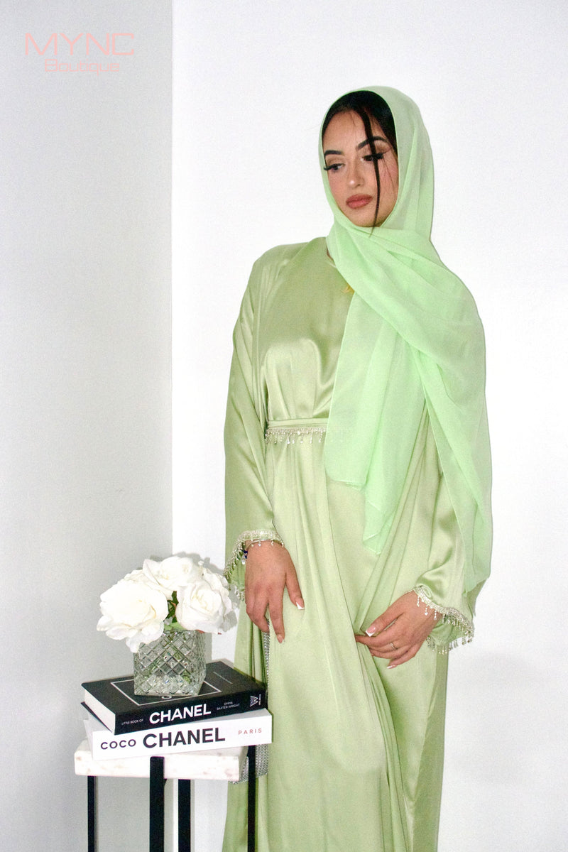 Enaya 4-Piece Abaya Set in Lime