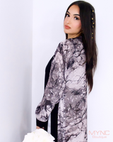 Ruha Abaya in Black/White Marble With Matching Hijab