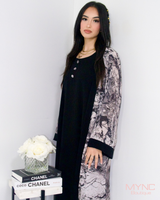 Ruha Abaya in Black/White Marble With Matching Hijab