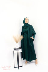 Rehana Crystal Abaya Set in Emerald Green