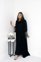 Daniya Crystal Sleeve Abaya in Black