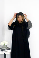 Daniya Crystal Sleeve Abaya in Black