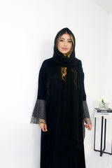 Daniya Crystal Sleeve Abaya in Black