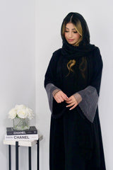 Daniya Crystal Sleeve Abaya in Black