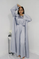 Rehana Crystal Abaya Set in Ice Blue