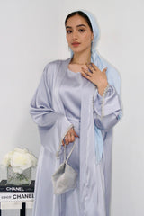 Rehana Crystal Abaya Set in Ice Blue