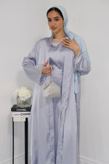 Rehana Crystal Abaya Set in Ice Blue