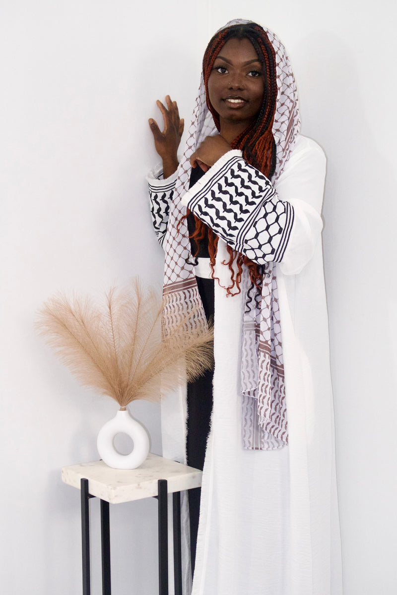 Keffiyeh Abaya in White